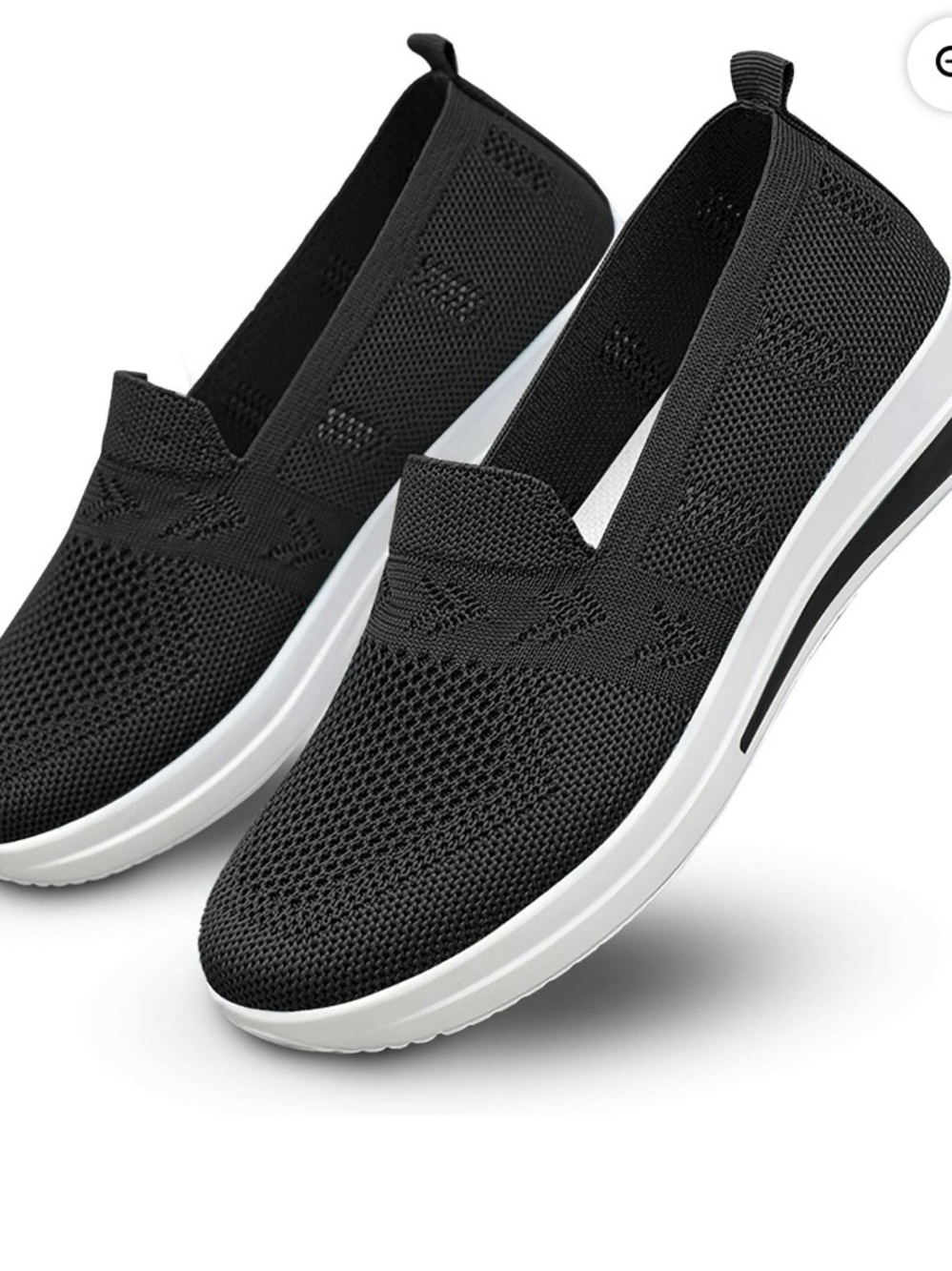 Black Knit Slip-On Women's Sneakers